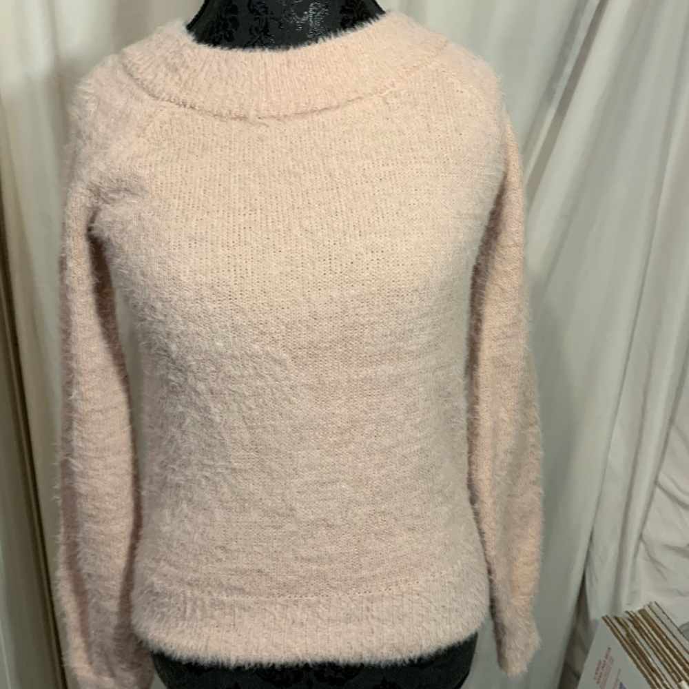 Soft fuzzy white sweater Made with Love